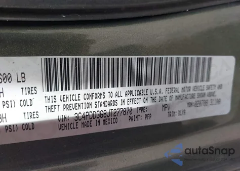 2018 Dodge Journey Crossroad Awd из США, поврежденный, VIN 3C4PDDGG8JT277870